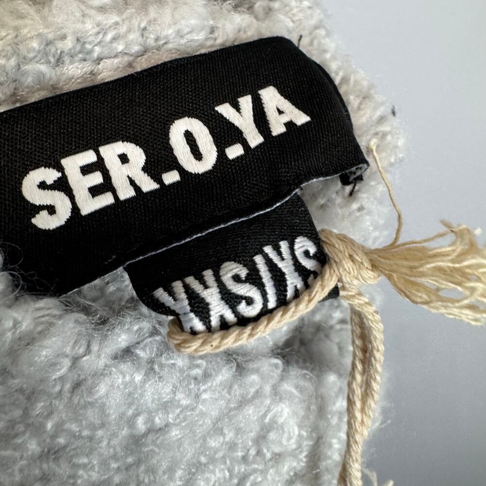 Ser.O.Ya Frost Poncho Wool Blend Fringe Hem Boho Silver Beige Women's XXS/XS - Picture 10 of 14